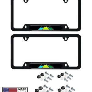 2 toyota retro mountain trd tri color stainless steel license plate frame green