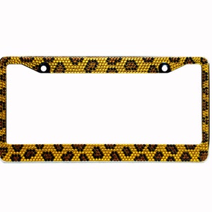 Gold Leopard Crystal Rhinestone license Plate Frame