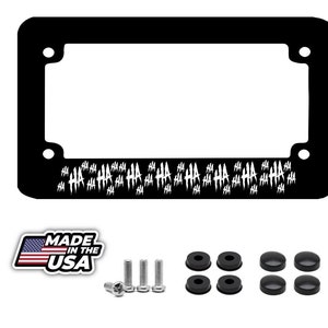 Hahahaha joker motorcycle license plate frame white