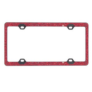 3 Rows Crystal Red BLING Inset / Embedded Rhinestone on Black License Plate Frame handmade using 100% Swarovski Elements