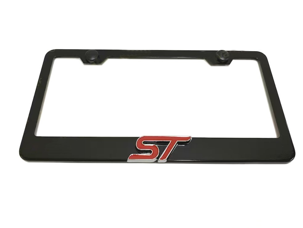 3D ST Emblem schwarz pulverbeschichtet Metall Stahl Nummernschild Rahmenhalter für Focus Fiesta Forscher