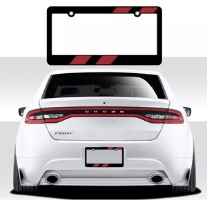 New elite red racing stripes car truck black license plate frame fit dodge / ram