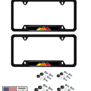 2 toyota retro mountain trd tri color stainless steel license plate frame orange