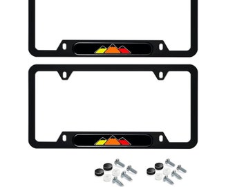 2 toyota retro mountain trd tri color stainless steel license plate frame orange