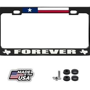 Texas forever black steel metal license plate frame car auto tag holder