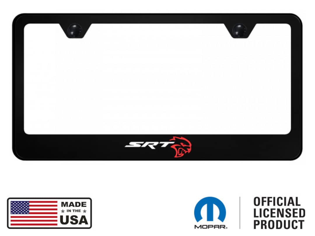 Dodge SRT Hellcat Black Unbreakable Polycarbonate License Plate Frame