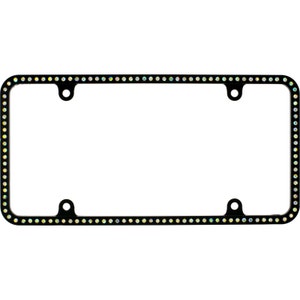 Swarovski Clear Crystal license Plate Slim Metal Black Frame With Crystal Screw Caps