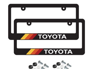 Toyota Retro Stripes License Plate Frame new Toyota Red- Pair