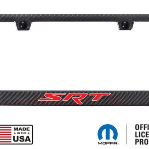 Dodge Jeep SRT Logo Red Real Carbon Fiber ABS Back License Plate Frame