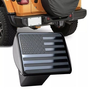 Metal black steel tow trailer hitch cover american flag fits 2&quot; receivers