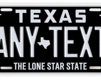 Houston texas personalized license plate your name any text custom black white