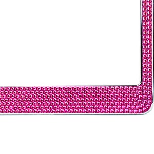 Hot Pink Crystal Rhinestone license Plate Frame With Crystal Screw Caps image 3