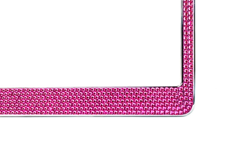 Hot Pink Crystal Rhinestone license Plate Frame With Crystal Screw Caps image 3