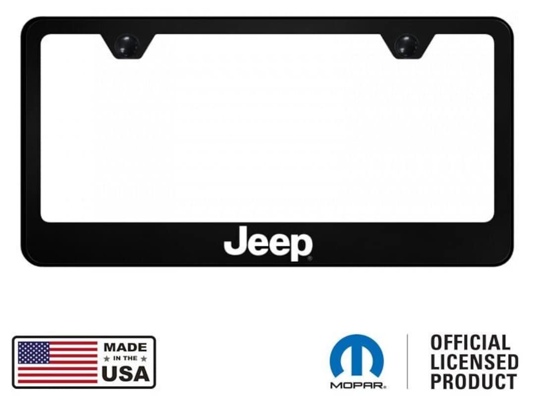 Jeep Emblem Black Unbreakable Polycarbonate License Plate Frame