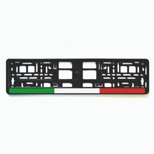 European license number plate frame holder surround with the flag of italy