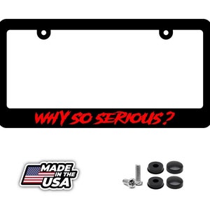 Why so serious license plate frame -  joker funny cover  red art