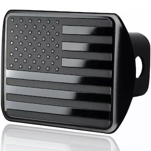 Usa us american flag black metal trailer towing hitch cover fits 2&quot; receivers