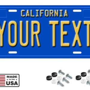California 1970s personalize tag license plate any text your name custom blue