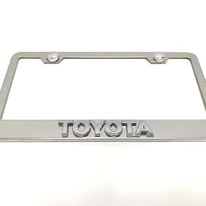 3D Toyota Badge Emblem Stainless Steel Chrome Metal License Plate Frame Holder (L)