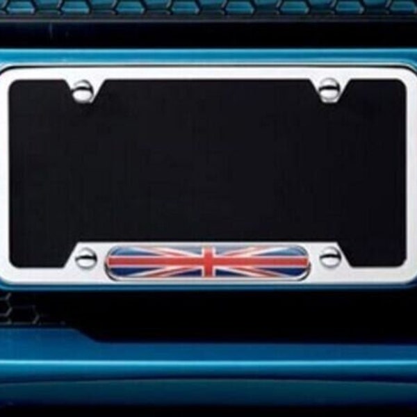 Mini cooper license plate frame union jack polished chrome 82120306810