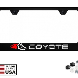 Coyote gt ford mustang logo premium black license plate frame cover for 5.0