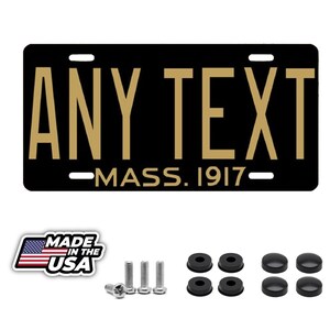 Massachusetts Mass 1917 Black Custom License Plate your name any text custom 12&quot; x 6&quot;