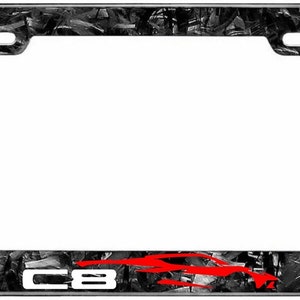 Reflective corvette c8 stingray 100% forged carbon fiber license plate frame