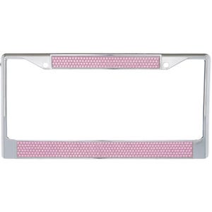 Premium Chrome Light Pink Bling Crystal Diamond License Plate Frame for Car-Truck