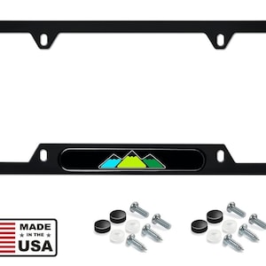 Toyota retro mountain trd tri color stainless steel license plate frame green