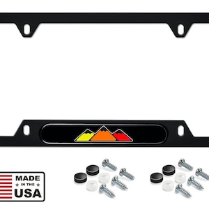 Toyota retro mountain trd tri color stainless steel license plate frame orange