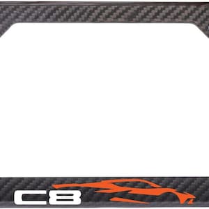 Amplify orange 2022 corvette c8 stingray 100% carbon fiber license plate frame