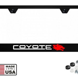 Reflective mustang coyote black stainless steel license plate frame ford 5.0 gt