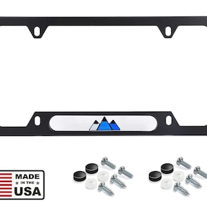 Toyota retro mountain trd 3 colors stainless steel license plate frame blue