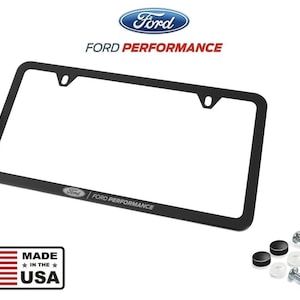 Mustang f-150 ford performance black stainless steel license plate frame