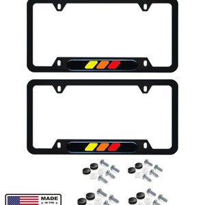 2 Toyota Retro HERITAGE License Plate Frame TRD Off-road Tacoma-FJ-Cruiser-Orange