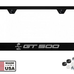 Shelby gt500 mustang license plate frame tag engraved black stainless steel