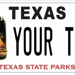 Texas  license plate custom add text personalized state parks lonestar state