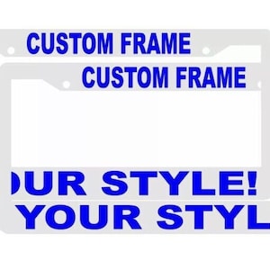 2 custom personalized white with blue letters customized license plate frame