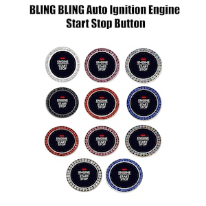 Crystal Car Bling Ring Emblems, Interior Car Accessory For Buttons, Knobs, Rhinestone Car Decal Sticker, Bling Car Decor, Ignition Start