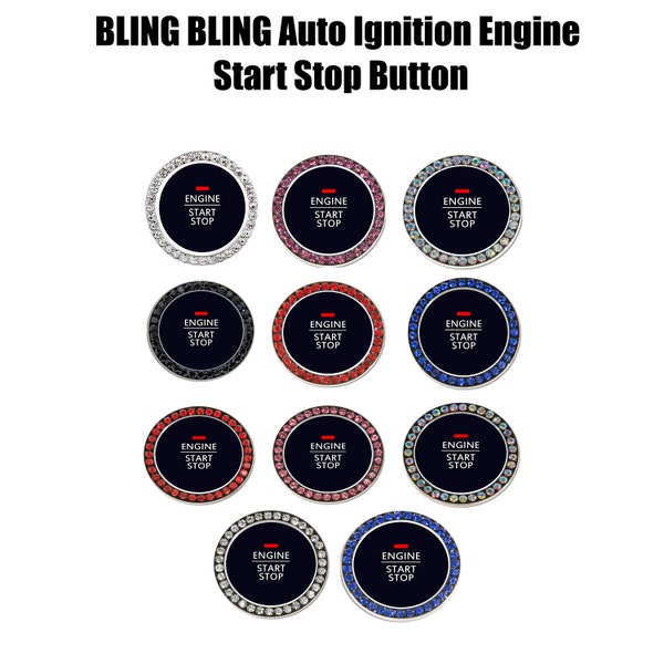 Crystal Car Bling Ring Emblems, Interior Car Accessory For Buttons, Knobs, Rhinestone Car Decal Sticker, Bling Car Decor, Ignition Start