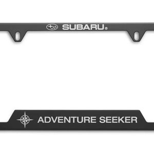 Subaru &quot; adventure seeker &quot; license plate frame black new