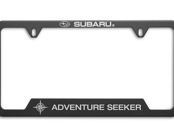 Subaru " adventure seeker " license plate frame black new