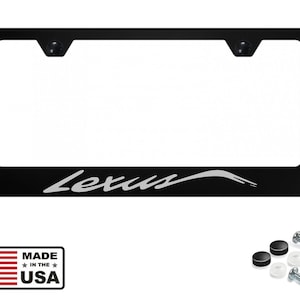 Lexus Script Laser Engraved Black Stainless Steel License Plate Frame