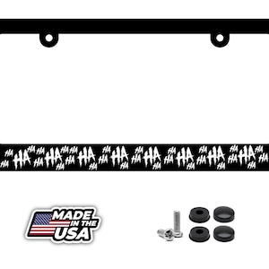 Haha license plate frame -  joker funny hahaha why so serious cover  white