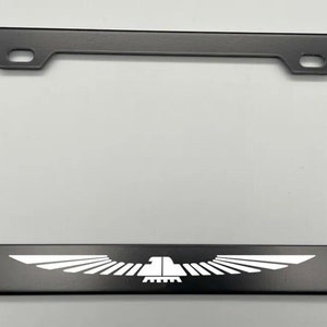 1 laser engraved thunderbird  black stainless metal license plate frame fit ford