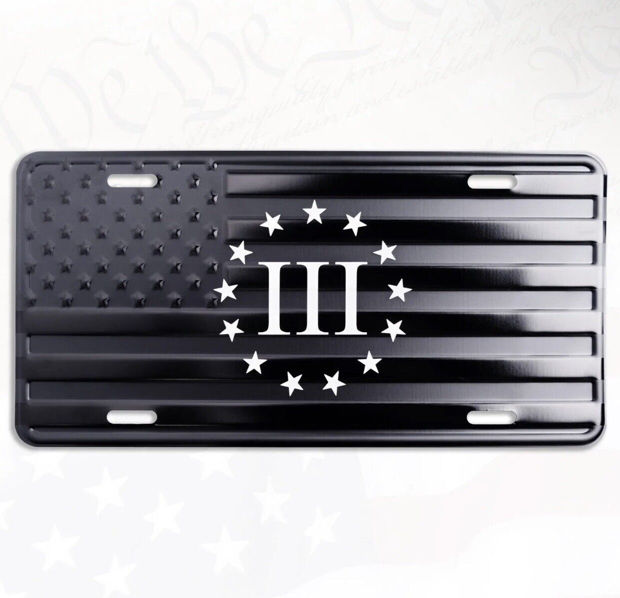 Vintage American Flag License Plate - Aluminum, 12x6 Inches, With Screws & Caps