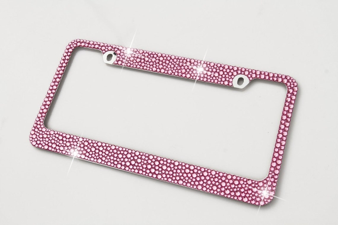 Pink Mix Sizes Crystal Rhinestone License Plate Frame With Screw Caps ...