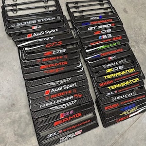 Custom Made 100% Real Carbon Fiber License Plate Frame With YOUR TEXT /LOGO