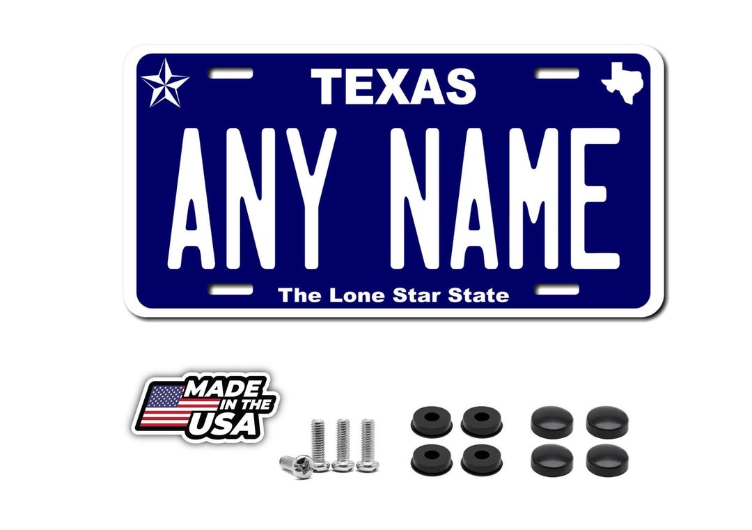 Texas Personalized License Plate Your Name Any Text Custom Blue Etsy