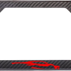 Cadre de plaque d'immatriculation rouge 2021 corvette c8 stingray noir 100% fibre de carbone